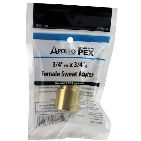 3/4 In. Brass PEX-A Barb X 3/4 In. Female Sweat Adapter